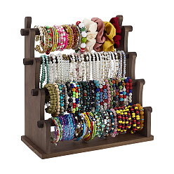 Кокосово-Коричневый 4-ярусные деревянные подставки для демонстрации браслетов, кокосового коричневый, 16x33x33.5 см