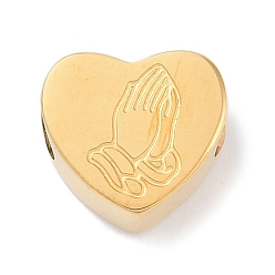 Золотой 304 из нержавеющей стали европейские шарики, бусины с большим отверстием, сердце с молящимися руками, золотые, 10.5x12x6 мм, отверстие : 4.5 мм