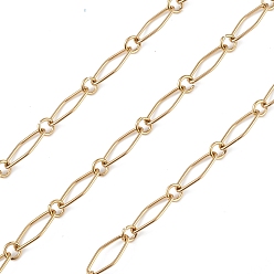 Золотой 304 Цепи с ромбовидными и кольцевыми звеньями из нержавеющей стали, несварные, с катушкой, золотые, 15x6.5x1 мм, 5x1 мм, около 32.81 футов (10 м) / рулон