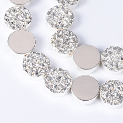 Silver Plated Electroplate Non-magnetic Synthetic Hematite Bead Strands, Flat Round, Silver Plated, 8~8.5x4~4.5mm, Hole: 1mm, about 49pcs/strand, 15.7 inch