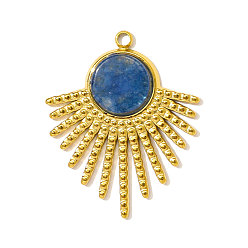 Ляпис-Лазурь 304 подвески из нержавеющей стали с натуральным лазуритом, фанатские прелести, реальный 18 k позолоченный, ионное покрытие (ip), 25x20 мм