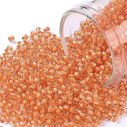 (963) Inside Color Crystal/Apricot Lined TOHO Round Seed Beads, Japanese Seed Beads, (963) Inside Color Crystal/Apricot Lined, 11/0, 2.2mm, Hole: 0.8mm, about 5555pcs/50g