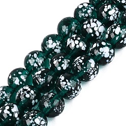 Grün Handgemachte Murano Glas Perlen Stränge, Runde mit Punkt, grün, 10 mm, Bohrung: 0.8~1.2 mm, ca. 39~40 Stk. / Strang, 13.98~15.75 Zoll (35.5~40 cm)