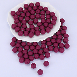 Dark Red Round Silicone Focal Beads, Chewing Beads For Teethers, DIY Nursing Necklaces Making, Dark Red, 15mm, Hole: 2mm