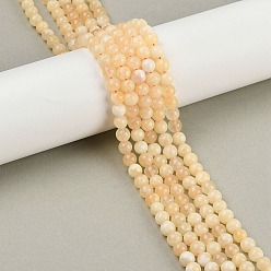 Кальцит Нити бусин из натурального желтого кальцита, круглые, 6 мм, отверстие : 0.9 мм, около 68~69 шт / нитка, 15.16~15.55 дюйм (38.5~39.5 см)