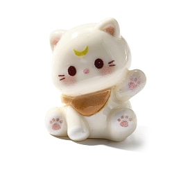 Бежевый Непрозрачный милый маленький котик из смолы, для украшения рабочего стола, бежевые, 19.5x16.5x22.5 мм