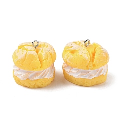 Food Непрозрачные подвески смолы, имитация еды, с платиново-железными петлями, затяжка, 23x26.5x23 мм, отверстие : 2 мм