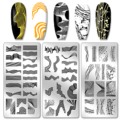 Mixed Shapes Шаблоны для нейл-арта своими руками из нержавеющей стали, шаблонный инструмент, прямоугольные, разнообразные, 12x6 см, 3 шт / комплект