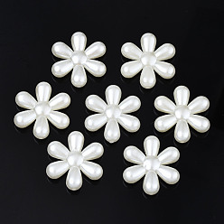 Creamy White ABS Plastic Imitation Pearl Beads, Flower, Creamy White, 25x22.5x6mm, Hole: 1.5mm, about 360pcs/500g