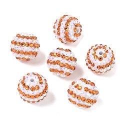 Темно-Оранжевый Полосатые бусины из смоляных стразов, круглые бусины из жевательной резинки, с акриловой, темно-оранжевый, 20 мм, отверстие : 2 мм