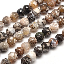 Верблюжий Окрашенные естественный агат граненый бисер пряди круглые, верблюжие, 12 мм, отверстие : 1 мм, около 32 шт / нитка, 14.5 дюйм ~ 15 дюйм
