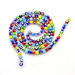 Mixed Color Handmade Evil Eye Lampwork Round Bead Strands, Mixed Color, 6mm, Hole: 1mm, about 66~69pcs/strand, 15 inch