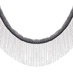 Черный Кружевная лента из полиэстера с кисточками, бахрома с кружевной отделкой, кружевная лента макраме, с железной цепью, чёрные, 7/8~5-1/8 дюйм (22~130 мм)