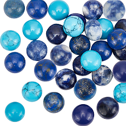 Mixed Stone 32Pcs 8 Style Natural & Synthetic Gemstone Cabochons, Half Round, 10x4~5mm, 4pcs/style