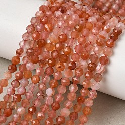 Red Agate Натуральный красный агат бисер нитей, окрашенная и подогревом, граненые, круглые, круглые, 4 мм, отверстие : 0.7 мм, около 94 шт / нитка, 15.16'' (38.5 см)