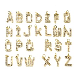 Настоящее золото 18K 26 кулоны из латуни с микрочастицами и кубическим цирконием., подвески с буквой az~z, с прыгающим кольцом, реальный 18 k позолоченный, 15~18x7.5~15.5x1.5~2.5 мм, отверстие : 3.5 мм
