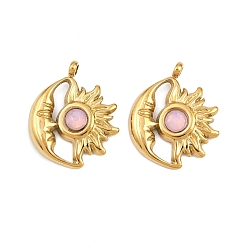 Урожай Роуз 304 из нержавеющей стали горный хрусталь подвески, подвески-камни со звездами и луной, октябрь, ионное покрытие (ip), золотые, Урожай вырос, 19.5x16x3.5 мм, отверстие : 1.6 мм