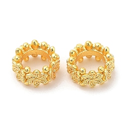 Настоящее золото 18K Экологически чистые латунные бусины с покрытием стойки, долговечный, без свинца и без кадмия, цветок, реальный 18 k позолоченный, 6x3 мм, отверстие : 3.8 мм