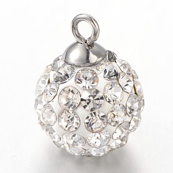 Kristall Polymer-Ton Strass Runde Reize, mit 304 Edelstahl Zubehör, Kristall, 10.5~11 mm, Bohrung: 1.5 mm