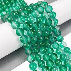 Средний Морско-зеленый Нити матовых прозрачных стеклянных бусин, с золотой порошок, круглые, средний морской зеленый, 10 мм, отверстие : 1 мм, около 84 шт / нитка, 31.50'' (80 см)