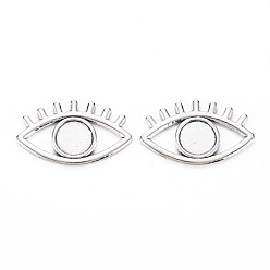 Античное Серебро Настройки сплава лотка тибетского стиля, без кадмия и без свинца, глаз, античное серебро, лоток : 9 мм, 17x28x1.5 мм