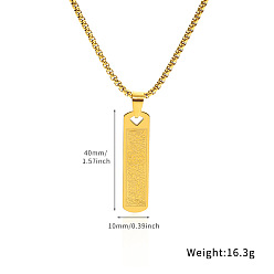 Золотой 201 Подвеска в виде прямоугольного жетона из нержавеющей стали для мужчин., золотые, 23.62 дюйм (60 см), Кулон : 40x10 мм