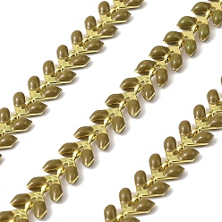 Цвет Оливы Латунные эмалевые листовые цепи, пайки, долговечный, с катушкой, золотые, оливковый, ссылка: 6x7x2 mm, около 32.81 футов (10 м) / рулон