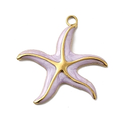 Морская звезда 304 нержавеющей стальной эмали подвески, ионное покрытие (ip), реальный 18 k позолоченный, морская звезда, 35.5x35x2.4 мм, отверстие : 3.4 мм