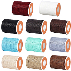 Mixed Color 11 Rolls 11 Colors Round Waxed Polyester Cord, Taiwan Waxed Cord, Twisted Cord, Mixed Color, 1mm, about 12.02 yards(11m)/roll, 1 roll/color