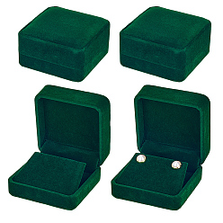 Темно-серый Бархатные коробочки для сережек, квадратный, темно-серый, 7x7x3.8 см