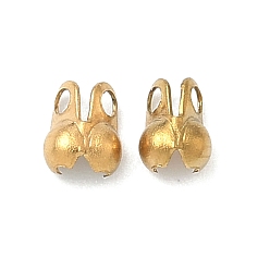 Настоящее золото 18K 304 из нержавеющей стали советы шарик, ионное покрытие (ip), реальный 18 k позолоченный, 4x2.5 мм, отверстие : 1 мм, внутренний диаметр: 2 мм