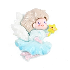 Темно-Голубой Непрозрачные кабошоны из смолы, ангел со звездой, глубокое синее небо, 28.5x24.5x8.5 мм