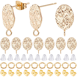 Echt 18 k vergoldet 20pcs Ohrstecker aus Messing, mit Schleife, Nickel frei, ellipsenförmige, mit 20pcs Ohrmutter, Biegering und 100Stück Ohrmutter, mit Schleife, echt 18 k vergoldet, 16x8.5 mm, Bohrung: 1.8 mm, Stift: 0.8 mm