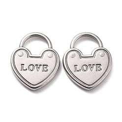 Нержавеющая Сталь Цвет 304 подвески из нержавеющей стали кабошоны для эмали, сердце со словом "love", цвет нержавеющей стали, 19x15.5x2.5 мм, отверстие : 7.5x6 мм