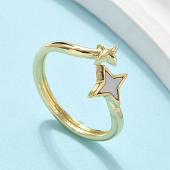 Настоящее золото 16K Кольца-манжеты из латуни для женщин, без кадмия и без свинца, звезда, реальный 16 k позолоченный, внутренний диаметр: 19.5 мм