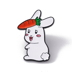 Carrot Эмалированная булавка с пасхальным кроликом, брошь из черного сплава для электрофореза в виде животных для рюкзака, одежды, образец моркови, 30.5x21x2 мм
