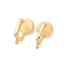 Настоящее золото 18K Латунные серьги с клипсами, долговечный, без никеля , реальный 18 k позолоченный, 18x9.5x11 мм, отверстие : 1.4 мм