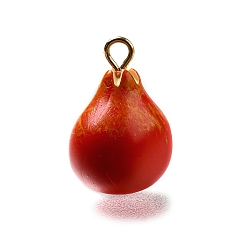 Grapefruit Латунные подвески из акрила, без свинца и без кадмия, стойки покрытие, долговечный, золотые, грейпфрут, 17x12x10 мм, отверстие : 1.8 мм