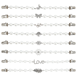 Платина 8 шт. стеклянные жемчужины и подвески-зажимы из сплава для свитера и шали, зажимы для воротника кардигана из сплава для женщин, разнообразные, платина, 210~235 мм