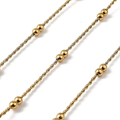Золотой 304 двойные тросовые цепи из нержавеющей стали, ионное покрытие (ip), пайки, с катушкой, золотые, 1.4 мм