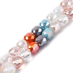 Разноцветный Гальванические непрозрачные стеклянные бусины, рондель, граненые, красочный, 8x8 мм, отверстие : 1.5 мм, около 48 шт / нитка, 15.55'' (39.5 см)