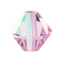 70220 200 Pink Sapphire AB Хрустальные бусины preciosa®, чешский хрусталь, биконус(451 69 302 рондель), 70220 200 розовый сапфир ab, 4 мм, отверстие : 0.8 мм