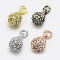 (52) Непрозрачная лаванда Латунные микро проложить кубического циркония прелести, слеза, без кадмия и без свинца и без никеля, разноцветные, 13x7.9 мм, отверстие : 3 мм