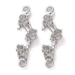 Platinum Alloy Connector Charms, Lead Free & Cadmium Free, Flower Links, Platinum, 32x10.5x3.5mm, Hole: 2mm
