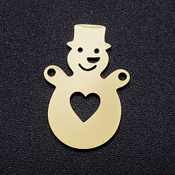 Golden 201 Stainless Steel Stamping Blank Links connectors, Christmas Snowman, Golden, 22x14.5x1mm, Hole: 1.4mm