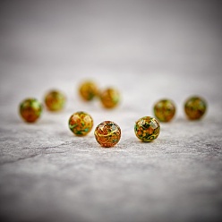 Goldenrod 2 Strands Spray Painted Glass Beads Strands, Round, Goldenrod, 8.5mm, Hole: 1.5mm, about 105pcs/strand, 31.89 inch(81cm)