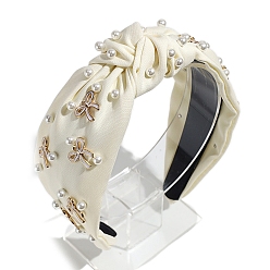 Желтая Старая Ткань  Ткань ленты для волос, аксессуары для волос для женщин и девочек, с имитацией жемчужина бисера, старое кружево, 170x125 мм