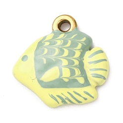 Fish 304 подвески из нержавеющей стали, с эмалью, океанские темы, реальный 18 k позолоченный, ионное покрытие (ip), без кадмия, без никеля и без свинца, рыба, 18x18x4 мм, отверстие : 1.9 мм