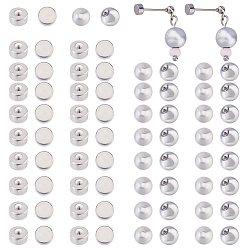 Нержавеющая Сталь Цвет 200шт 2 стили ушные гайки из нержавеющей стали, круглый и плоский круглый, цвет нержавеющей стали, 4x2~4 мм, отверстие : 0.9 мм, 100 шт / стиль