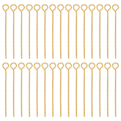 Золотой 60шт. латунные штифты с поворотной петлей, ювелирная фурнитура для плетения бижутерий, золотые, 22 датчик, 30x4x0.6 мм, отверстие : 2.5 мм, 60 шт